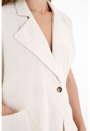 Topmark Chaleco Con Cuello De Solapa Crudo Para Mujer