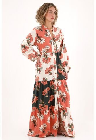 Topmark Vestido Largo Estampado Cuello Neru Para Mujer topmark