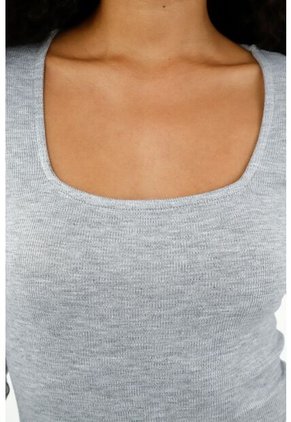 Camiseta Tipo Body Gris Para Mujer