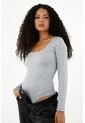 Camiseta Tipo Body Gris Para Mujer de topmark