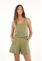 Short Con Estampado De Flores Verde Para Mujer de topmark