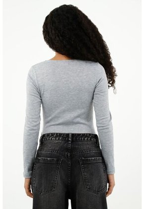 Camiseta Tipo Body Gris Para Mujer