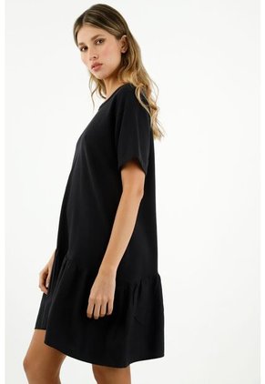 Vestido Negro Manga Corta Para Mujer