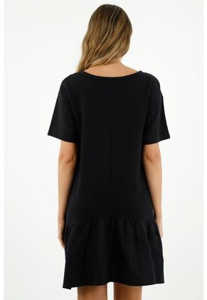 Vestido Negro Manga Corta Para Mujer