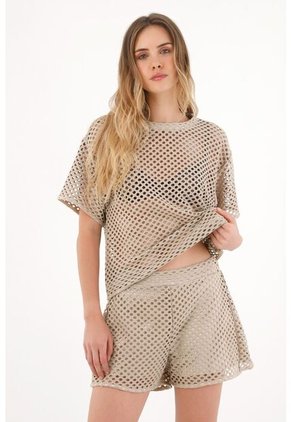 Topmark Short Tipo Malla Café Para Mujer