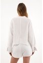Topmark Camisa Manga Larga Con Tiras En Escote Crudo Para Mujer de topmark