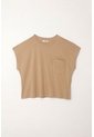 Topmark Camiseta Manga Corta Con Bolsillo Crudo Con Cuello Marcado Para Mujer de topmark
