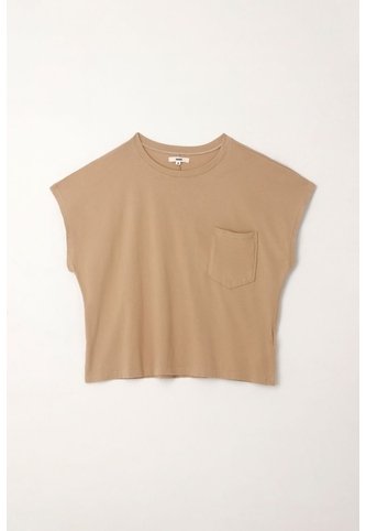 Topmark Camiseta Manga Corta Con Bolsillo Crudo Con Cuello Marcado Para Mujer topmark