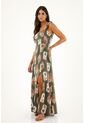 Vestido Largo De Escote Recto Estampado Para Mujer de topmark