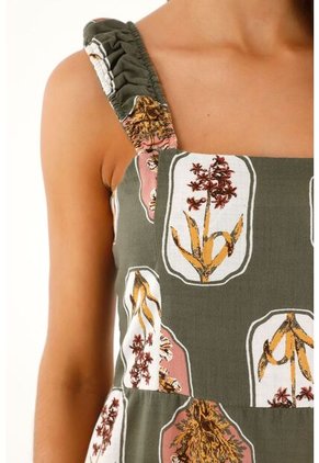 Vestido Largo De Escote Recto Estampado Para Mujer