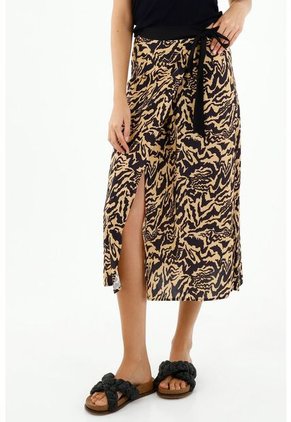 Falda Midi Para Mujer Animal Print