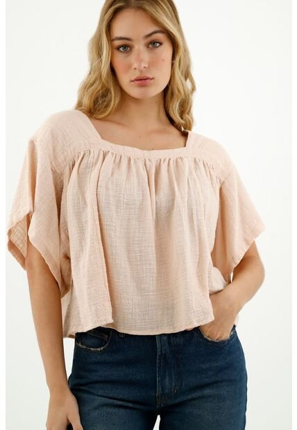 Camisa Con Escote Cuadrado Crudo Para Mujer