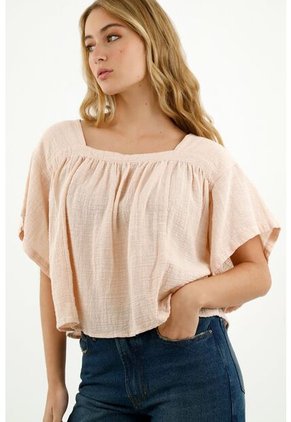 Camisa Con Escote Cuadrado Crudo Para Mujer