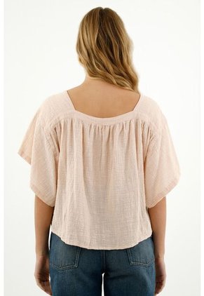 Camisa Con Escote Cuadrado Crudo Para Mujer
