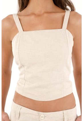 Topmark Camisa Crop De Tiras Crudo Con Acabado Suave Para Mujer
