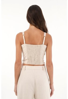 Topmark Camisa Crop De Tiras Crudo Con Acabado Suave Para Mujer