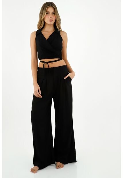 Camisa Tipo Chaleco Negra Para Mujer