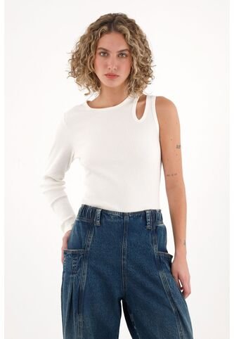 Topmark Camiseta De Una Sola Manga Crudo Para Mujer topmark