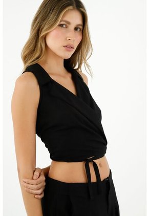 Camisa Tipo Chaleco Negra Para Mujer