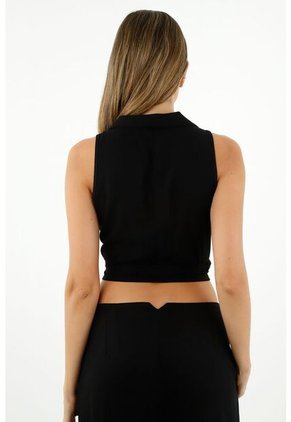 Camisa Tipo Chaleco Negra Para Mujer