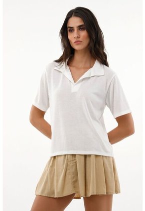 Camiseta Blanca Tipo Polo Para Mujer