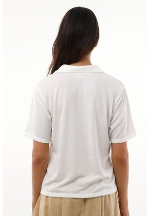 Camiseta Blanca Tipo Polo Para Mujer