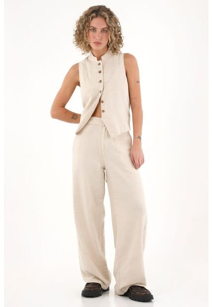 Topmark Pantalón Con Cortes En Delantero Crudo Para Mujer