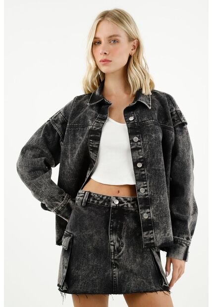 Falda Con Bolsillos Cargo Negra Para Mujer