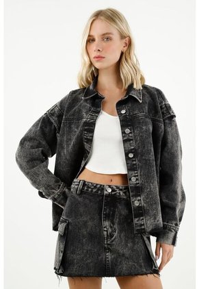 Falda Con Bolsillos Cargo Negra Para Mujer