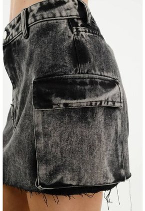 Falda Con Bolsillos Cargo Negra Para Mujer