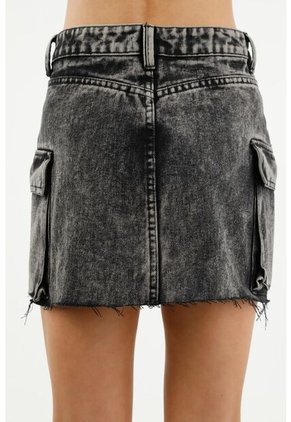 Falda Con Bolsillos Cargo Negra Para Mujer