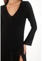 Topmark Vestido Largo Semiajustado Con Abertura Negro Para Mujer de topmark