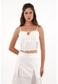Topmark Camisa Crop De Tiras Crudo De Ajuste Cómodo Para Mujer de topmark