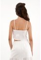Topmark Camisa Crop De Tiras Crudo De Ajuste Cómodo Para Mujer de topmark