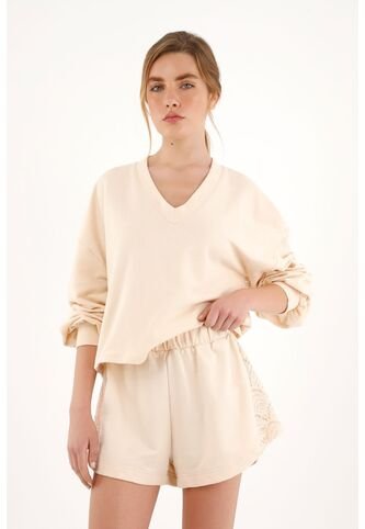 Bermuda Con Pretina Elástica Crudo Para Mujer topmark