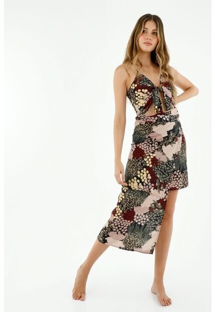 Falda Para Mujer Tipo Pareo, Con Cortes Asimétricos Y Tiras Para Amarrar