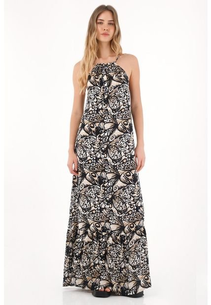 Vestido Largo Estampado Cuello Halter Para Mujer