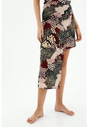 Falda Para Mujer Tipo Pareo, Con Cortes Asimétricos Y Tiras Para Amarrar