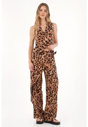 Topmark Pantalón Con Estampado De Animal Print Multicolor Para Mujer topmark
