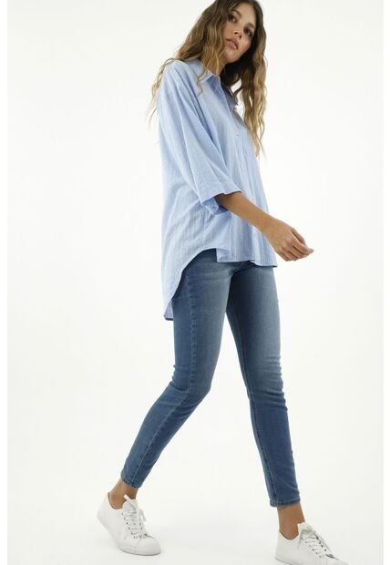 Camisa Oversize Azul Para Mujer