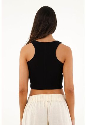 Topmark Camiseta Negra Silueta Crop Para Mujer