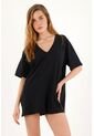 Topmark Enterizo Corto Negro Tejido Para Mujer de topmark