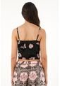 Topmark Camisa Tipo Crop Top Negra Estampada Para Mujer de topmark