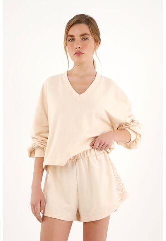 Bermuda Con Pretina Elástica Crudo Para Mujer topmark