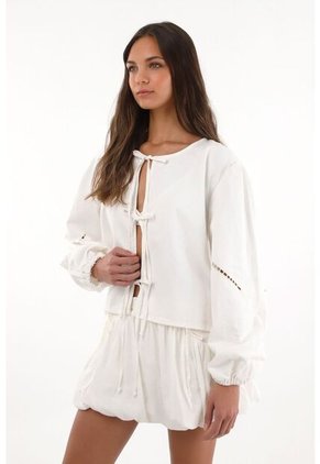 Topmark Abrigo Con Flores Bordadas Crudo Para Mujer