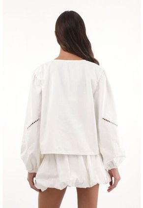 Topmark Abrigo Con Flores Bordadas Crudo Para Mujer