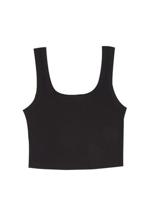 Topmark Camiseta Negra Manga Sisa Con Escote Cuadrado Para Mujer