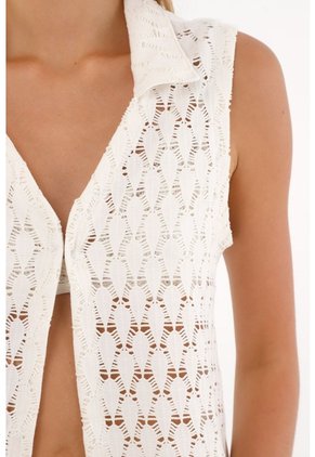 Topmark Chaleco Con Encaje Crudo Para Mujer