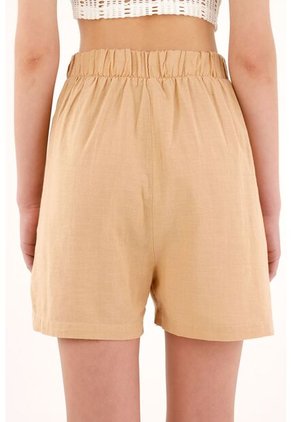 Bermuda Café Con Palmeras Bordadas Para Mujer