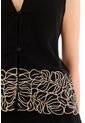Topmark Chaleco Negro Con Bordado En Ruedo Para Mujer de topmark